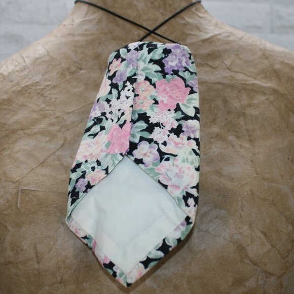 UPCYCLED Neck Tie Necklace Brooch Necktie Holiday Gift Accessory Floral Pink - Picture 3 of 13